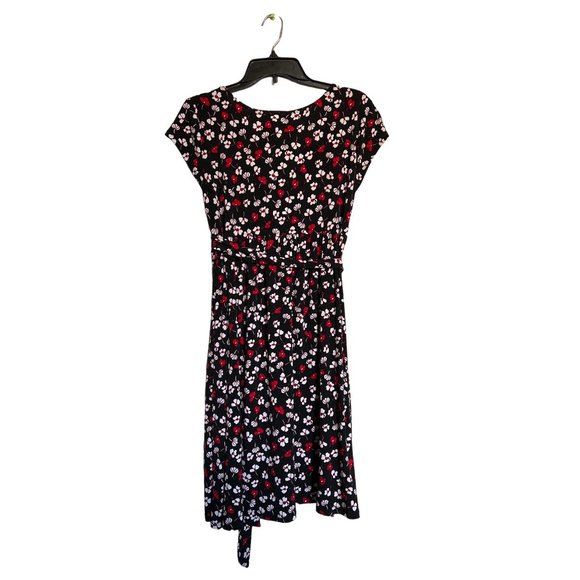 B Darlin Red and Black Flower Print Dress Size 13/14 - Picture 2 of 3